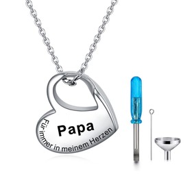 YOTHIWAD Heart Urn Necklace for Ashes, Urn Chain with Engraving Forever in My Heart Stainless Steel Ash Jewellery Memorial Pendant for Loved Ones with Filling Kit, Stainless Steel, No Gemstone