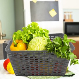 Plastic Storage Basket with Handle – Grey – Multi-Purpose Organiser for Bathroom, Kitchen, Office & More – Lightweight & Durable (1 Unit)