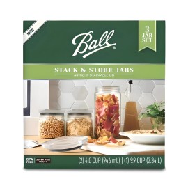 Ball Glass Storage Latch Jars 3-Pack Airtight Seal Lids Stackable Kitchen Pantry
