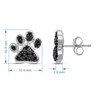 Jewelili Sterling Silver Black Diamond Dog Paw Stud Earrings, 1/5cttw