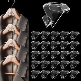 SLMT Space Saving Hanger Hooks 30 Pack, Clear Clothes Hanger Connector Hooks, Dorm Room Essentials, Closet Organizers and Storage