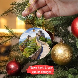 China Great Wall Beijing Christmas Xmas Tree Ornament, The Great Wall of China Xmas 2024 Ornament, Customized Name & Text China Famous Place Ornament, China Vacation Keepsake Gift for Travelers