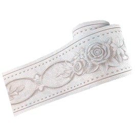 No-brand Elegant Wallpaper Ribbon with White Pink Floral Pattern with Waterproof 3D Wall Sticker -10cm x 5m