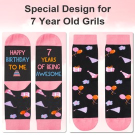 Juesly 7 Year Old Girl Birthday Gifts with Socks for 7th Birthday Girl and 3D Pop Up Birthday Card, Gifts for 7 Year Old Girl Gifts box, Top Gifts for 7 year old girl