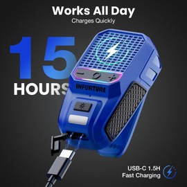 INFURTURE Wearable Bluetooth Speaker with RGB/Flashlight Waterproof Clip-On Wireless Portable Speaker Built-in Noise Reduction Mic for Hands-Free Music/Calls-for Work/Riding/Golf/Outdoor(Blue)