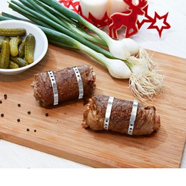 3 Pagen Roulade Clips for Tying Meat & Cabbage Rolls - Reusable Roulade Rings Make Work Easier - Dishwasher Safe and 100% Food Safe - Set of 6 Stainless Steel
