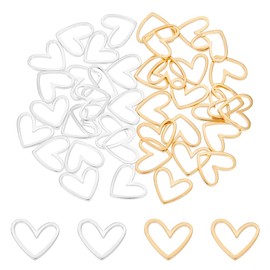 UNICRAFTALE About 40Pcs 2 Colors Hollow Heart Linking Rings Love Heart Open Bezel Charms Heart Jewelry Connectors Brass Frames Connectors for Earring Bracelet Necklace Pendants Jewelry Making