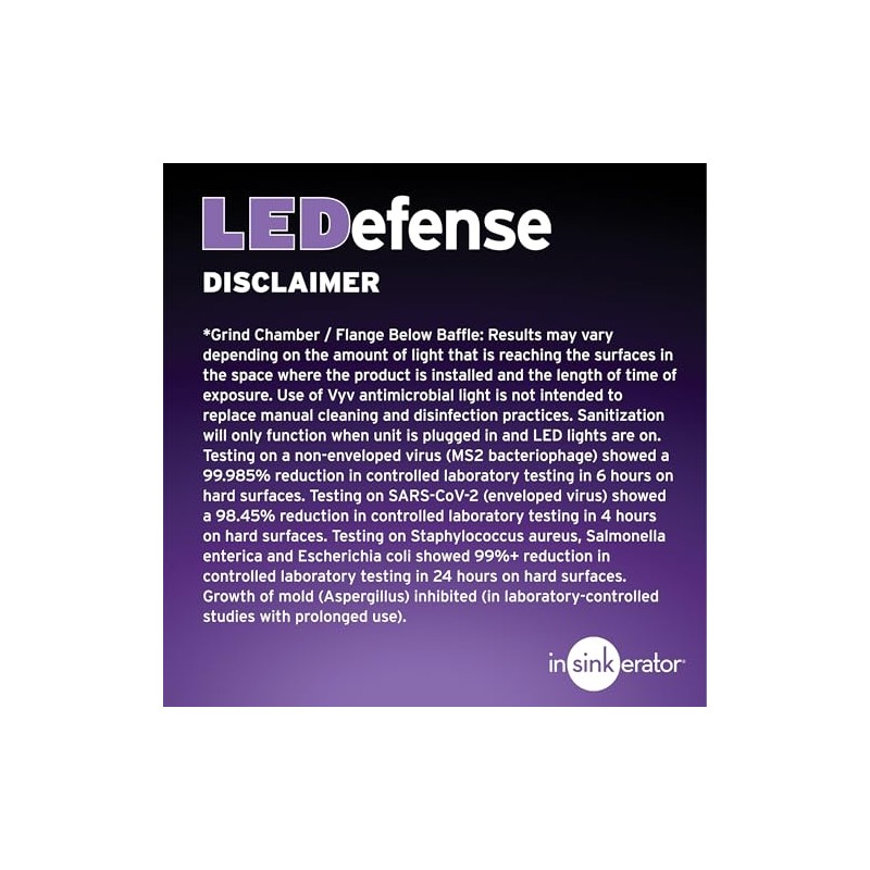 INSINKERATOR LEDefense Garbage Disposal Flange, Antimicrobial LED Accessory for INSINKERATOR
