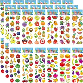 PHOGARY 3D Puffy Stickers for Children, 36 Sheets Sticker Set, 500+ Puffy Stickers, Boys Girls Funny Kawaii Fruits Vegetable Stickers for Teacher Reward DIY Scrapbooking Decoration