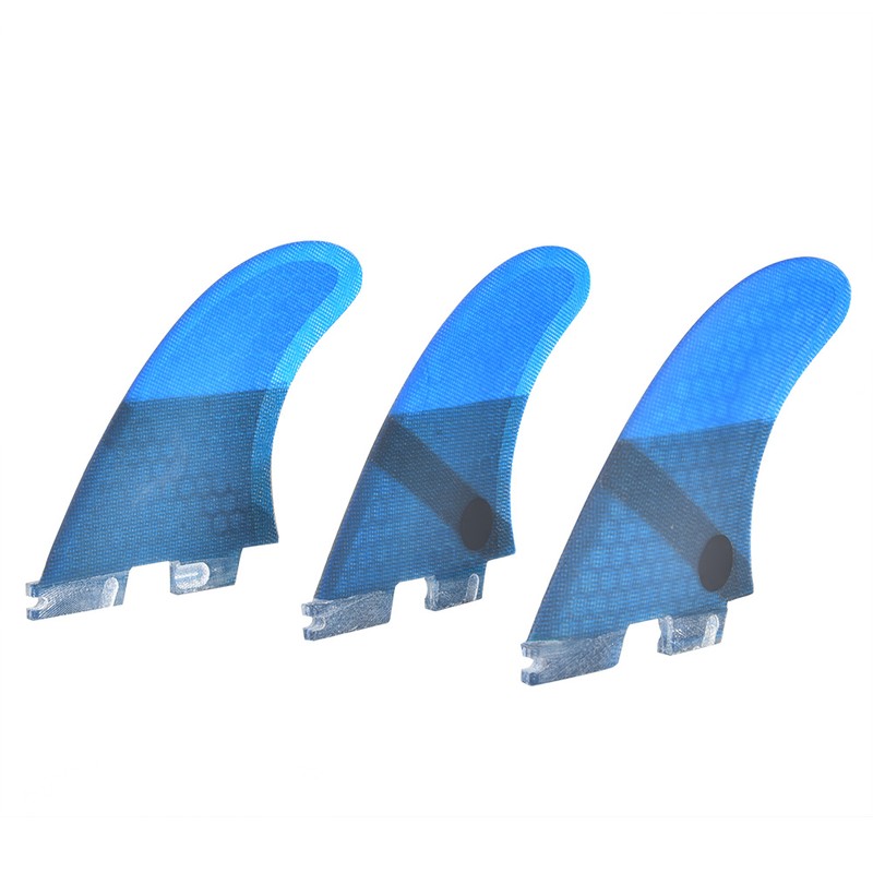 Fiberglass FCS2 Stylish Convenient Blue Surfboard Tail Fin Flexible Stable