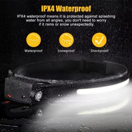 BROTHERS C High Power USB Rechargeable Headlight COB Motion Sensor Bright Beam Outdoor Camping Fishing LED Work Headlamp Rechargeable Strong Lumen Water Resistant 3 Piece Light Set