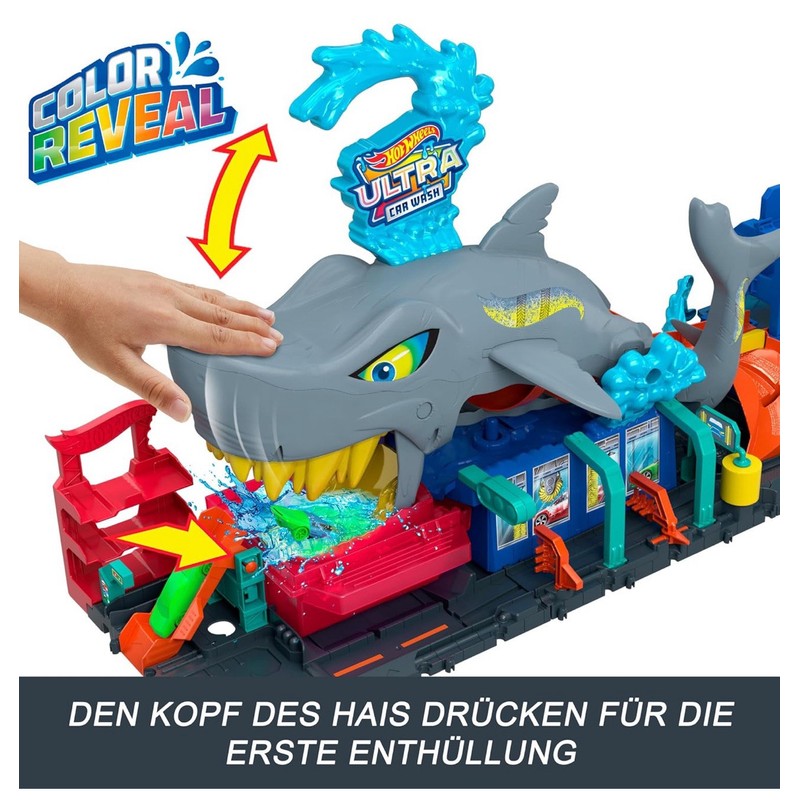 Hot Wheels HTN82 Ultra Shark Car Wash Track Set w/