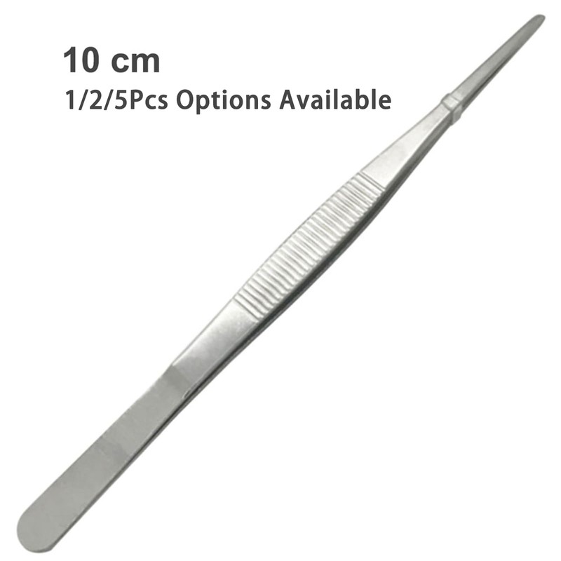 (1Pc) 100mm Stainless Steel Tweezers with Curved Serrated Tip Set,