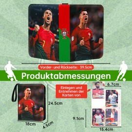 COQOYO Cartoncini da collezione da calcio, 4 tasche, 50 custodie per 400 carte da calcio, album da collezione, con chiusura lampo e maniglia, impermeabile