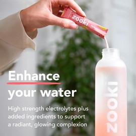 Zooki Electrolytes+ Skin Radiance Hydration Electrolytes Sachets – Pomegranate Lemon Flavour Electrolytes with Damasty Rose Extract, B Vitamins & Vitamin C, Sugar Free Hydration Sachets (30 Servings)