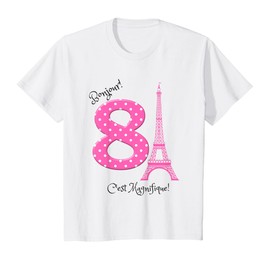 Kids Girls Paris Theme 8th Birthday Shirt T-Shirt