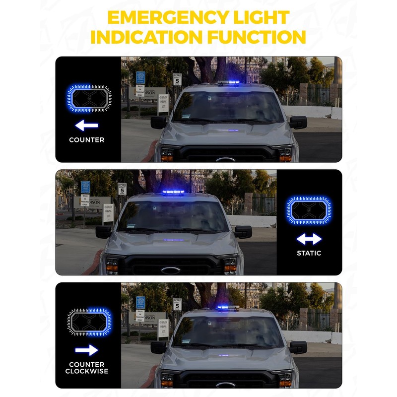 Xprite Amber Rooftop Emergency Strobe Light Bar, Beacon Safety Flashing