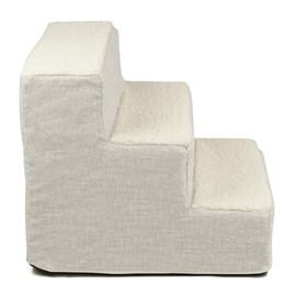 Majestic Pet Portable Pet Stairs | Soft Sherpa Steps Foam Feeling | Steps for Dogs & Cats | Dog & Cat Ramp | Indoor Only | Max Weight: up to 250 Lbs, 3 Step, Palette Heathered Gray