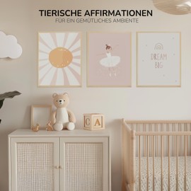 Kidsmood - Affirmation Poster for Children's Room - Encouraging Pictures for Children's Room Girls & Boys - Baby Room Decoration - Wall Pictures Animals for Children's Room Decoration [Dream Big | 21