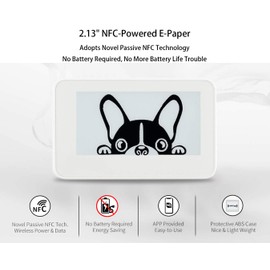2.13inch Passive NFC-Powered e-Paper, 250 x 122 Pixel ePaper Screen, Adopts Novel Passive NFC Technology No Battery Required No Messy Wiring, Wire-Less Powering & Data Transfer