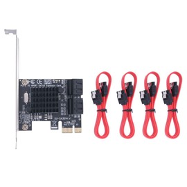 WANGCL PCIE SATA Card 4 Ports 6Gbps SATA 3.0 PCIE Card with 4 SATA Cables, Bracket and Heatsinks