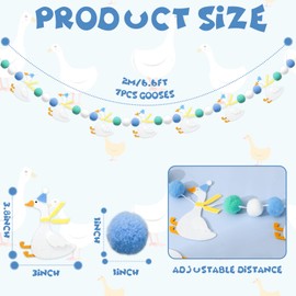JarThenaAMCS One Silly Goose Banner for Boys 1st Birthday Decorations Goose Theme White Blue Pom Pom Felt Hanging Banners