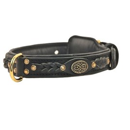 Dean & Tyler Dean's Legend Beautiful Dog Collar with Black Nappa Padding and Italian Hardware, X-Large, Black