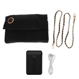 Electric Hand Warmer Pouch Foldable Pad with Shoulder Strap USB Powered with Display Graphene Heated Hand Muff for Winter Black