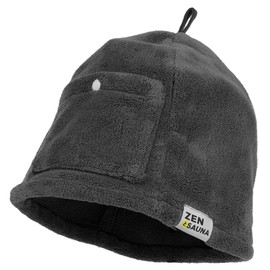 ZEN and Sauna Hat, Prevents Hair Damage, Deep Rash, Large, Men's, Women's, With Pockets, Easy Washing, Absorbent, Quick Drying, gray (dark gray)