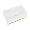 ﻿﻿Claire 22" Wall-Mount Bathroom Sink with Brushed Gold Towel Bar