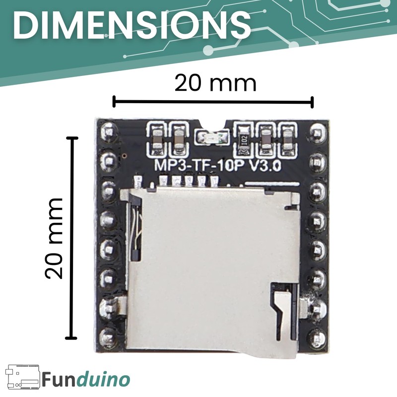 Funduino Mini MP3 Player MP3-TF-16P V3.0 DFPlayer Compatible with Arduino!