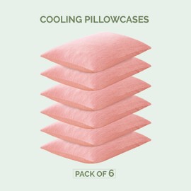 Elegant Comfort Premium Cooling Pillowcase Set for Hot Sleepers, 6-Piece Luxury Arc-Chill Pillowcases, Breathable Soft and Durable, Cold Reversible Pillow Covers for Hair and Skin, King, Light Pink
