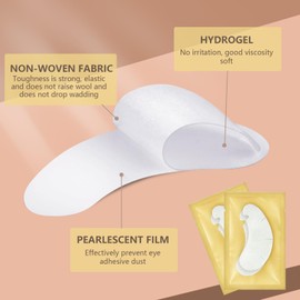 Eye Gel Pads 50 Pairs Eyelash Lash Extension Under Eye Patches Under Eye Gel Collagen Under Eye Pads for Eyelash Perming Tinting Pro Salon and Individual Eyelash Extension (Gold)