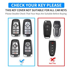 QBUC for Ford Key Fob Cover,Key Cover with Keychain for ford,Key Case Full Protection Key Case Shell Shell for Mustang Raptor Remote car Key Fusion Escape F150 F250 F350 F450 F550 Edge (Blue)