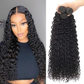 Luxvogue 26 28 30 Inch Human Hair Bundles Natural Water Wave Bundles Human Hair 12A Unprocessed Quick Wave for Black Women Soft Sewn In with Double Weft