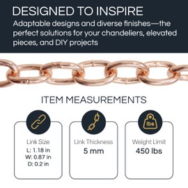 RCH Hardware CH-S60-02-AB-3 Steel Chandelier Chain, Antique Brass (3 Feet)