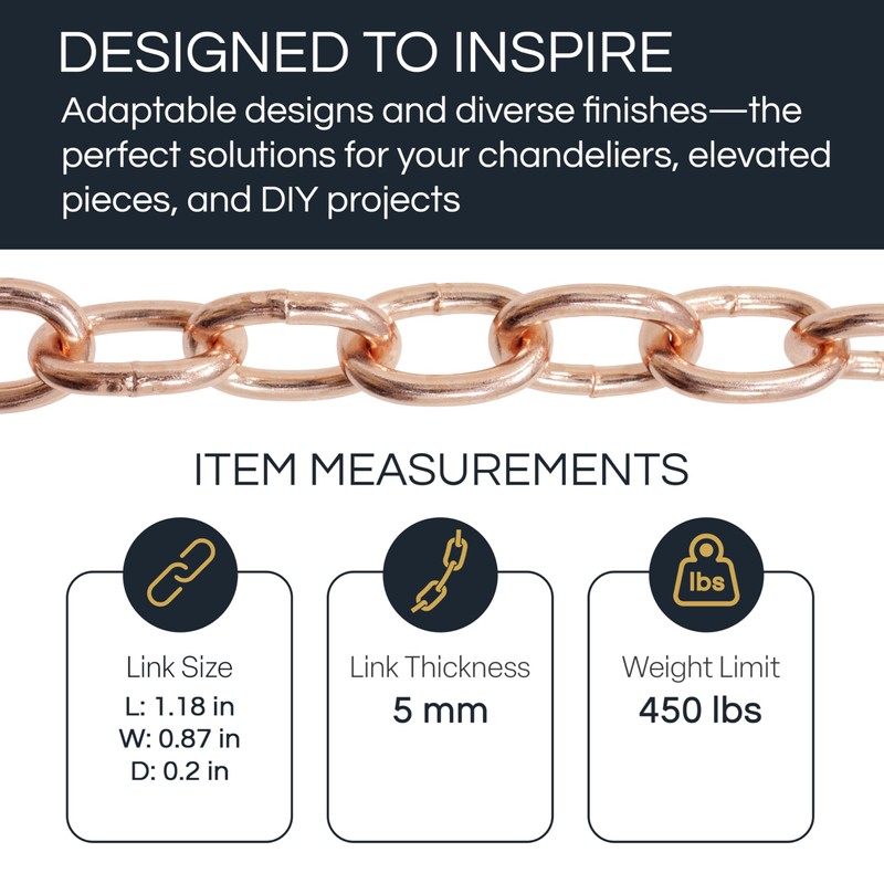 RCH Hardware CH-S60-02-AB-3 Steel Chandelier Chain, Antique Brass (3 Feet)