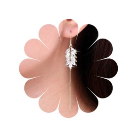 TseenYi Crystal Leaves Drop Threader Earrings Vintage Gold Bar Drop Earrings Vintage CZ Leaves Dangle Earrings Long Chain Fringe Threader Earrings Jewellery for Women and Girls, Crystal