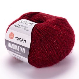 Yarnart Manhattan Yarn - Shiny Metallic Yarn Sport Fine Yarn Glittery Knitting Yarn Sparkle Yarn, Wool Acrylic Yarn, Shiny Colors Fantasy Cardigan Sweater Pullover Yarn 1.76 Oz, 218.72 Yds (1, 913)