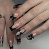 GlamRays Black Sanding Press On Nails Medium Square False Nails