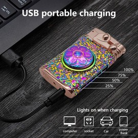 GADATOP Encendedor eléctrico resistente al viento para exteriores, recargable por USB, sin llama, encendedor de plasma de doble arco con caja de regalo (multi)