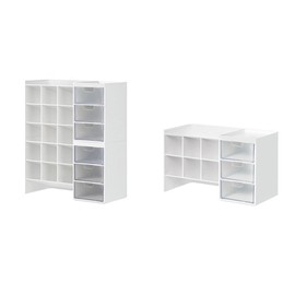 Stackable Marker Organizer With Drawer - 6-grid Inclined Pen Slot Desktop Stationery Storage Holder - Large Pencil Marker Desk Pen Organizer