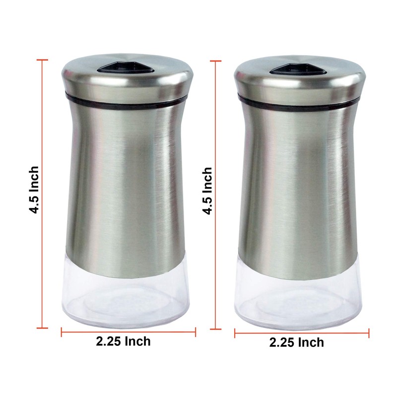 Pepper & Salt Shakers Stainless Steel Cover Glass Bottom Wire