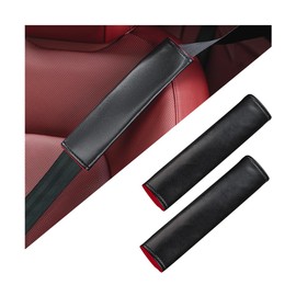 Mandark 2PCS Car Seat Belt Covers, Soft Leather Vehicle Seatbelt Protection Pad for Shoulder and Neck, Comfortable Safe Strap Decorative Cushion Mat, Universal Auto Accessories（Black）