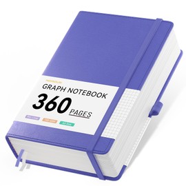 NORDUN Graph Notebook A5 Thick Journal,360 Pages Squared Notebooks for Writing,100gsm Paper Hardcover Leather Journal for Office School Work Women Men,Sticky Tabs,14.5 x 21cm - Purple
