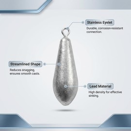MLYLM Teardrop Drop Shot Sinkers, Lead Fishing Weights, Bass Catfish Surf