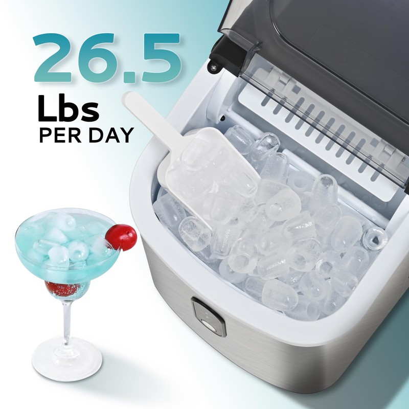 EUHOMY Ice Maker Countertop, Portable Ice Machine with Carry Handle,
