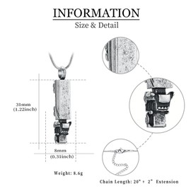 Urn Necklace for Ashes for Men Adults Stainless Steel 18 Wheeler Semi Truck Cremation Jewellery Urn Pendant Ash Holder Memorial Locket, Stainless Steel, No Gemstone