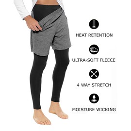 Therma Pro Men Thermal Underwear Bottoms Fleece Lined Pants Long Johns Warm Base Layer Leggings Black