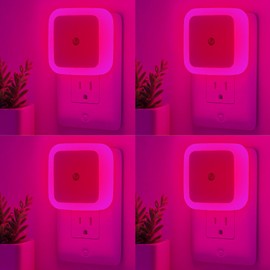 Night Lights Plug into Wall - 4-Pack Pink Nightlight Smart Dusk to Dawn Sensor Plug in LED Lighting, Safe Auto-On/Off Lamp for Kids Adults Home Living Room Kitchen Bedroom Bathroom Toilet Hallway